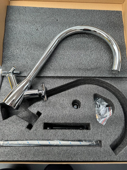 NEW Tap Factory Carysil Kitchen MIXER tap swan neck crosshead Chrome AX4523