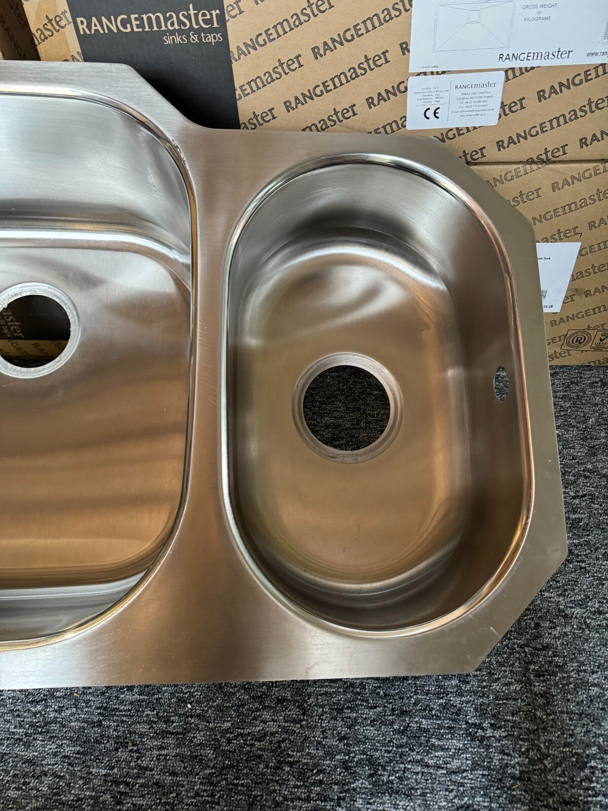 Unused Kohler K 3355 Stainless Steel Kitchen Sink Double Bowl Basin