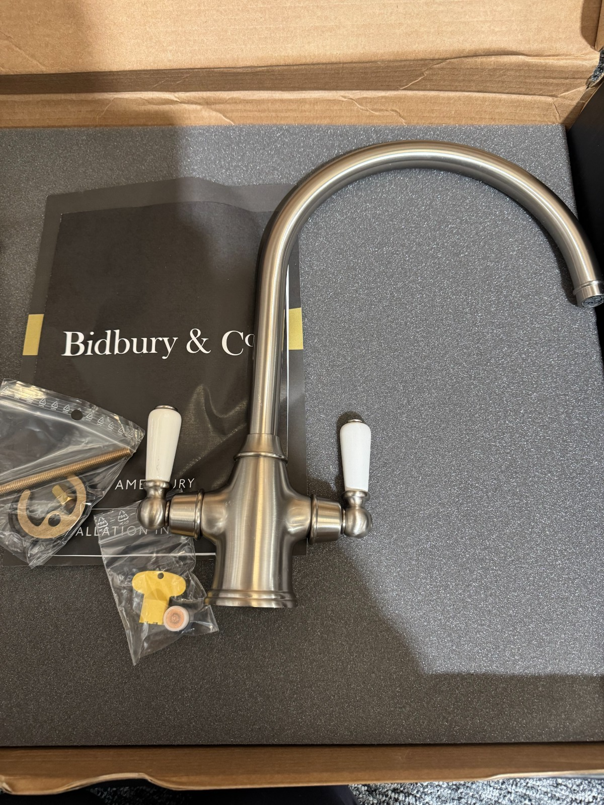 NEW Bidbury & Co Amesbury Twin Lever Kitchen mixer Tap PEWTER BR4404