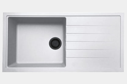 NEW CARYSIL VD100L Granite Sink 1000×500 Single Deep Bowl & Drainer WHITE AX4313