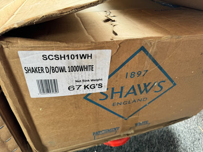 New Shaws Of Darwen SCSH101WH White Ceramic Double Bowl Kitchen Sink damaged 274