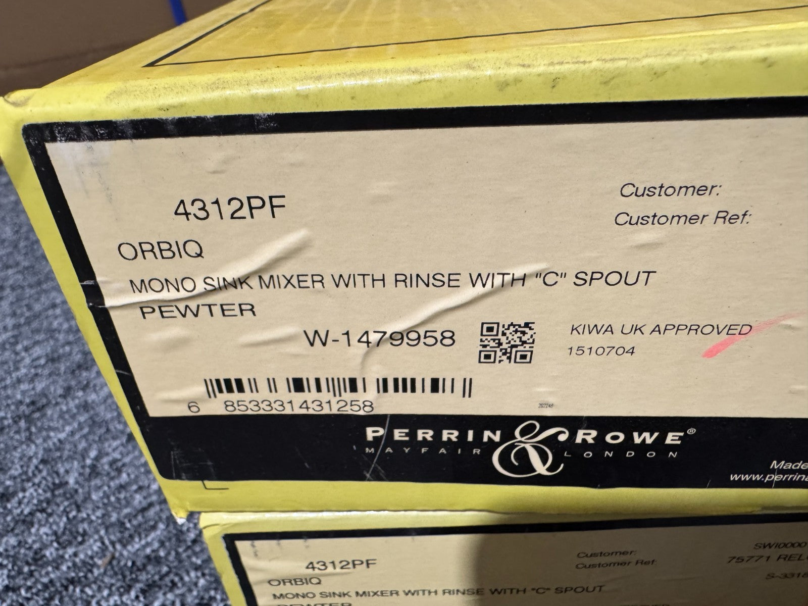 NEW Perrin & Rowe 4312PF Orbiq Kitchen Mixer Tap & Rinse PEWTER BR4188