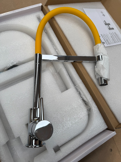 NEW CHROME Yellow Spray Hose Mixer tap Victoria plumbing tap factory AX4551