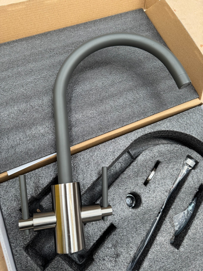NEW Steel Twin Lever round Mixer Carysil Victoria plumbing tap factory AX4567
