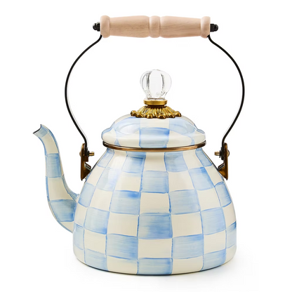 NEW Authentic Mackenzie Childs Sky Check 3 Quart Tea Kettle  CookShop IN STOCK