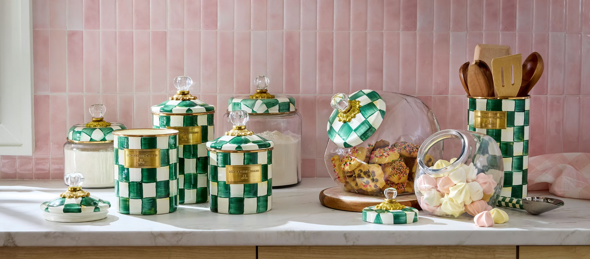 NEW Mackenzie-Childs EMERALD CHECK Items Enamel Finish IN STOCK Available Now