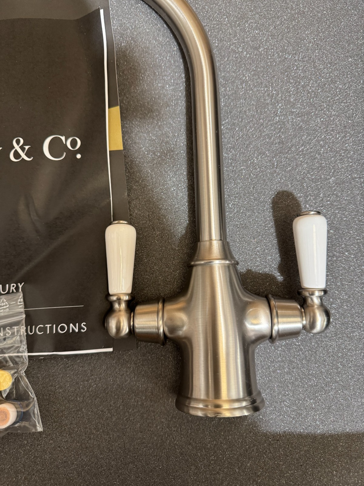 NEW Bidbury & Co Amesbury Twin Lever Kitchen mixer Tap PEWTER BR4404