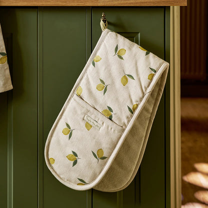Sophie Allport LEMONS Linen Double Oven Gloves & Matching Items Cookshop IN STOC