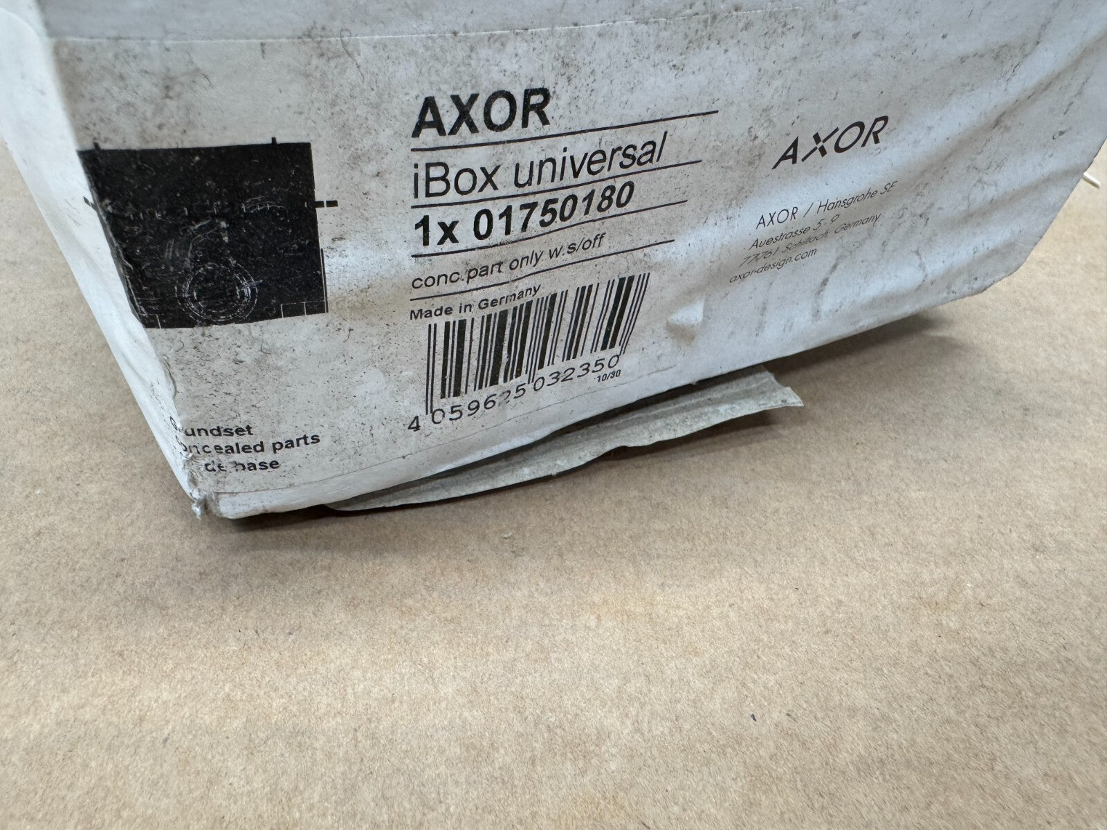 NEW AXOR Hansgrohe 01750180 iBox universal Basic set with shut-off unit BR762