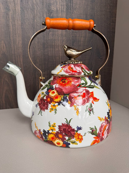 NEW Mackenzie-Childs Flower Market 3 Qt Tea Stove Kettle Limited Edit IN STOCK
