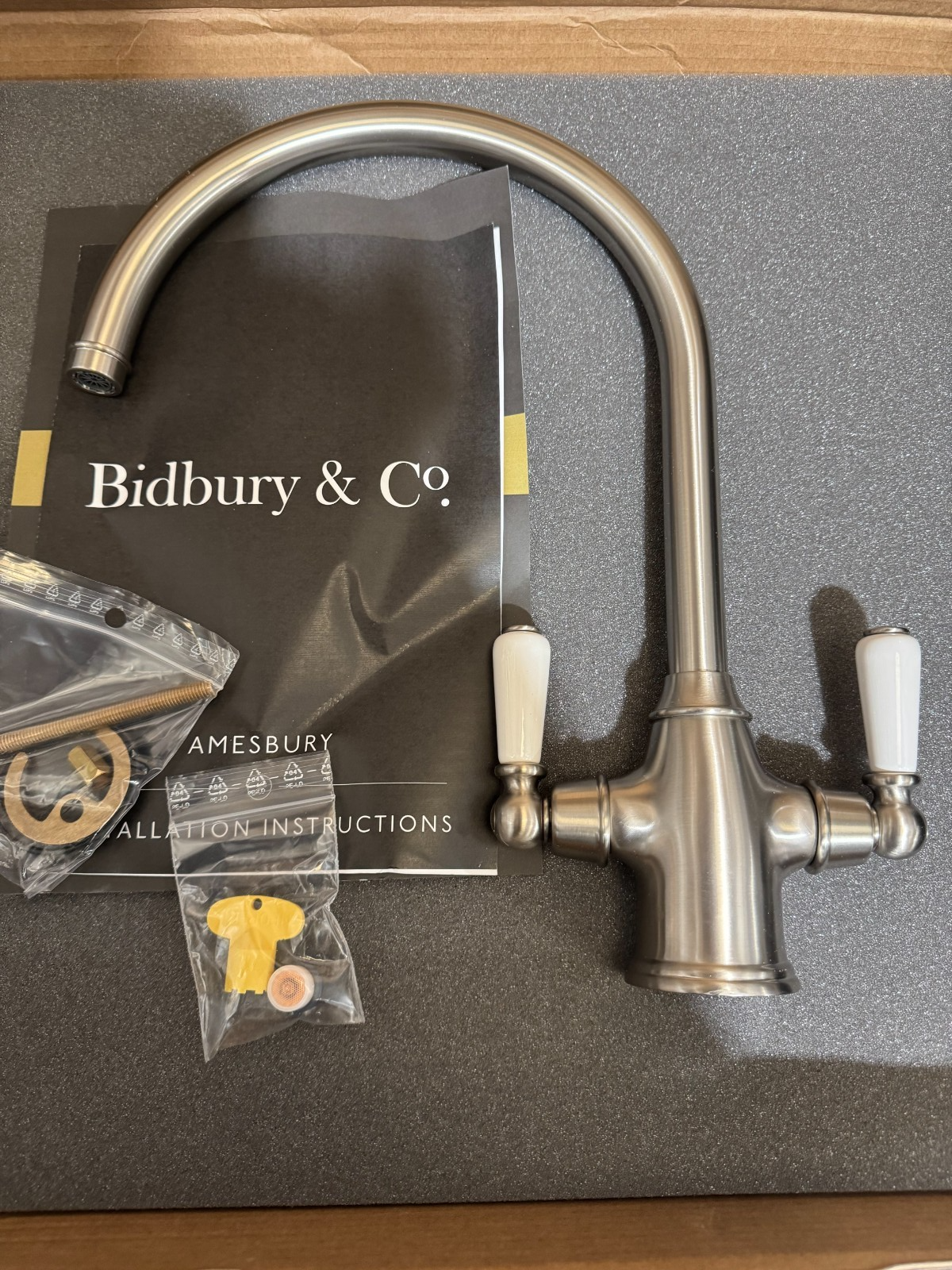 NEW Bidbury & Co Amesbury Twin Lever Kitchen mixer Tap PEWTER BR4404