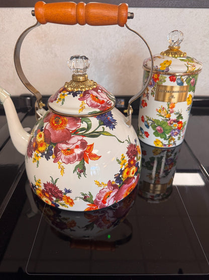 NEW Mackenzie Childs Flower Market 89236-95 3 Quart Large Kettle stove IN STOCK