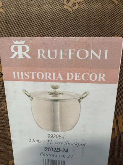 NEW Ruffoni Historia Decor 24cm Stock Pot Copper Pan Hammered 99208 Hestan