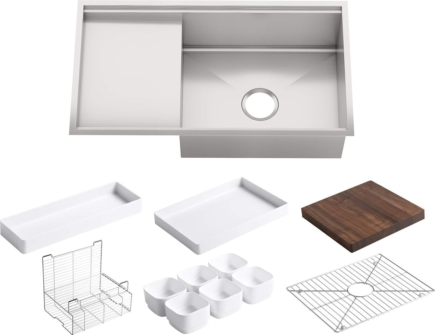 NEW KOHLER K-3760-NA Stages 33 Inch Stainless Kitchen Sink & Accessories BR4392