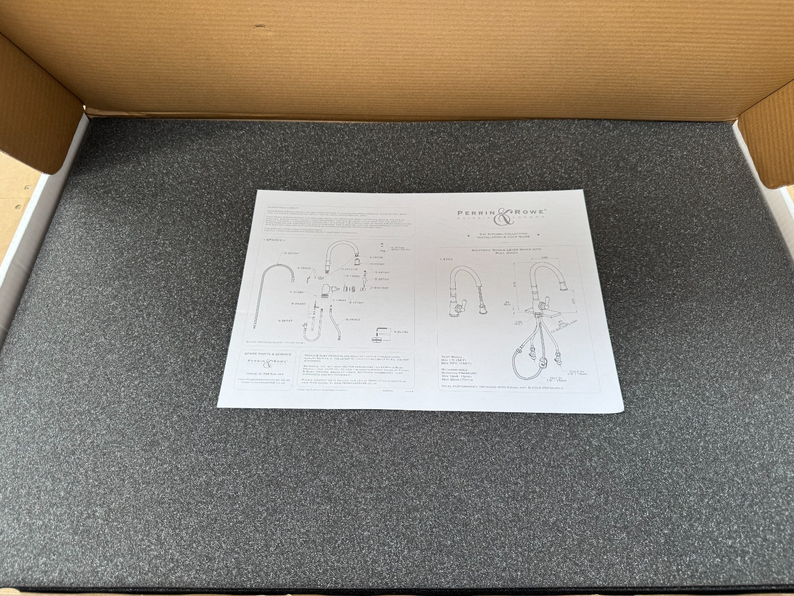 NEW Perrin & Rowe 4744NI Aquitane Provence Mixer Pull down Tap NICKEL AX4307
