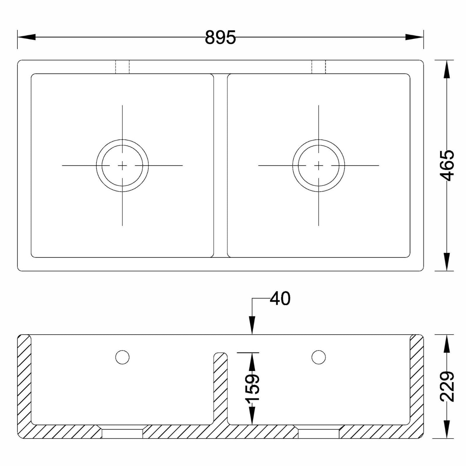 NEW Perrin & Rowe Shaker Sink 900 PRSH900WH Shaws white double basin BR4398