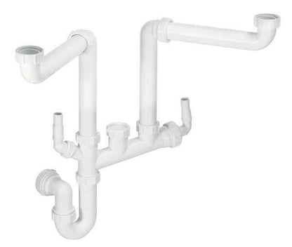 NEW Mc alpine 2 Bowl Kitchen sink Space Saving Plumbing Kit SSK2 BR976