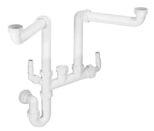 NEW Mc alpine 2 Bowl Kitchen sink Space Saving Plumbing Kit SSK2 BR976