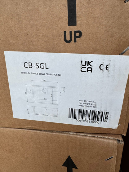 NEW Bower White Ceramic Belfast Sink  595 x 450 x 220mm Fireclay AX4315
