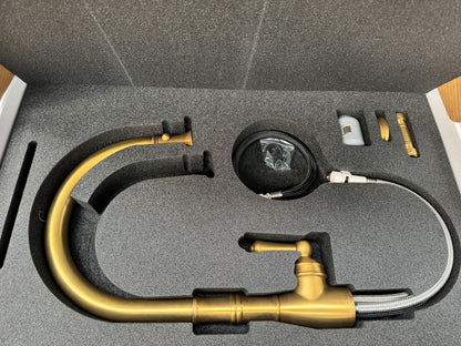 NEW Perrin & Rowe 4744AB Aquitaine Provence Kitchen pull down Tap BRASS  AX4308