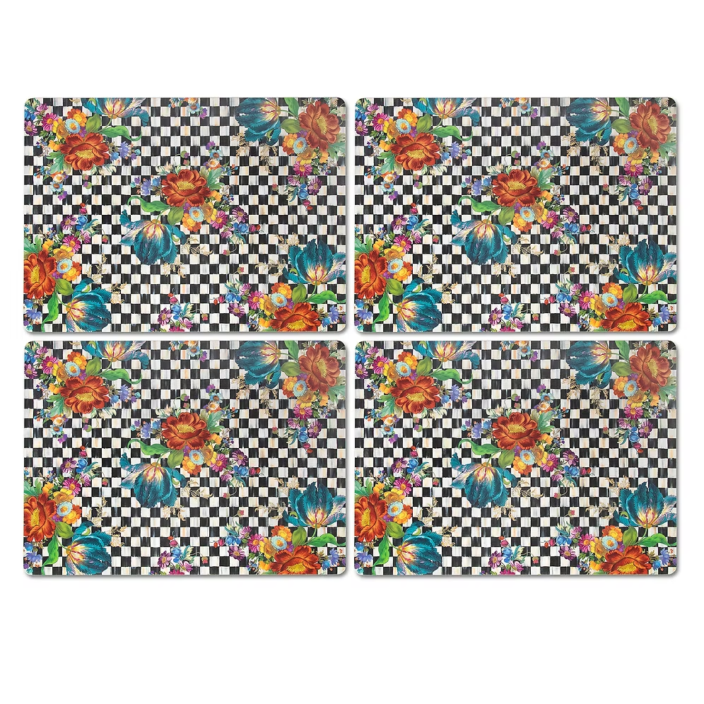 NEW Mackenzie-Childs Courtly Flower Market Cork Back Placemats IN STOCK