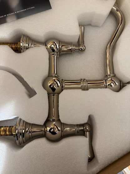 NEW Perrin & Rowe 4756-NI Provence 3 Hole Mix Lever Tap & Rinse NICKEL BR4189