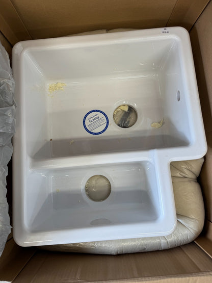 NEW Caple Ettra 150 Ceramic 1.5 Bowl Under mount Kitchen Sink Basin White BR4402