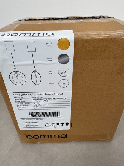 NEW Bomma Lighting Light Lens Pendant Smoke & brushed Brass Boris Klimek AX002