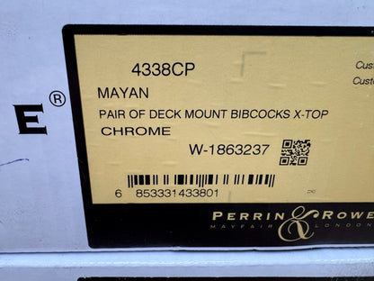 NEW Perrin & Rowe 4338CP Ionian Mayan Cross top Bibcock Taps CHROME AX4434
