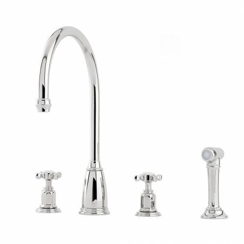 NEW Perrin & Rowe ATHENIAN 4375ni Kitchen Tap with Rinse Crosshead NICKEL BR4192