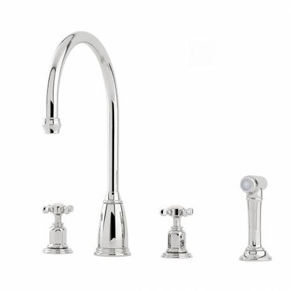 NEW Perrin & Rowe ATHENIAN 4375ni Kitchen Tap with Rinse Crosshead NICKEL BR4192