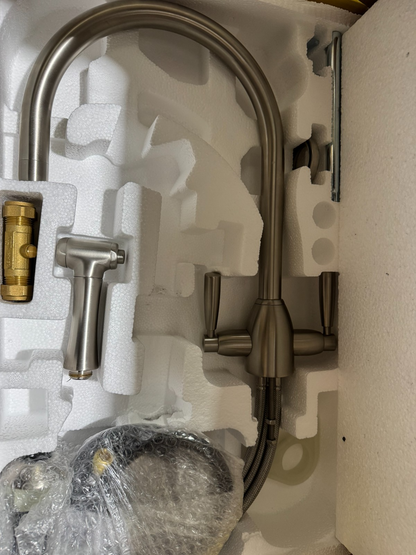NEW Perrin & Rowe 4866PF Oberon Kitchen Mixer Tap and Rinse PEWTER BR4199