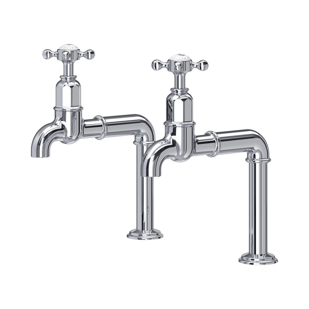 NEW Perrin & Rowe 4338CP Ionian Mayan Cross top Bibcock Taps CHROME AX4434