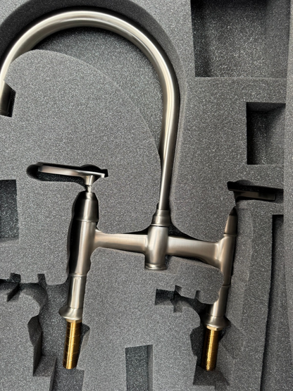 NEW Perrin & Rowe 4996PF Southbank Twin Lever Bridge Kitchen Mixer Tap AX4304