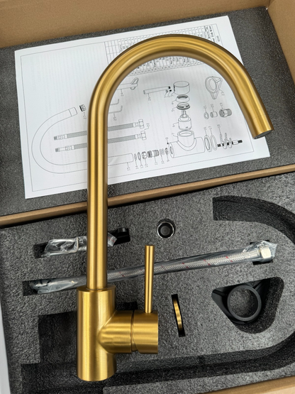 NEW Modern GOLD Brass Kitchen Mixer Victoria plumbing tap factory AX4536