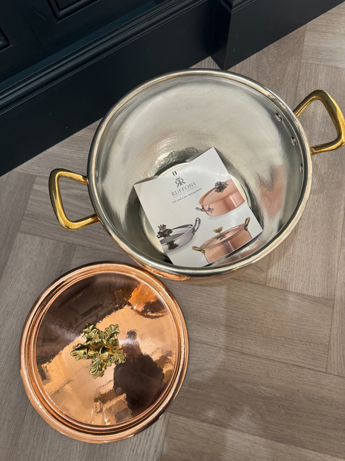 NEW Ruffoni Historia Decor 24cm Stock Pot Copper Pan Hammered 99208 Hestan