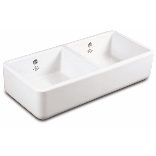 NEW Perrin & Rowe PRLD800WH 2475wh Shaws double Sink White BR4397