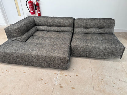 Ex Display B&B Italia Tufty Too Left hand Corner Sofa Chair black/ grey 2 piece