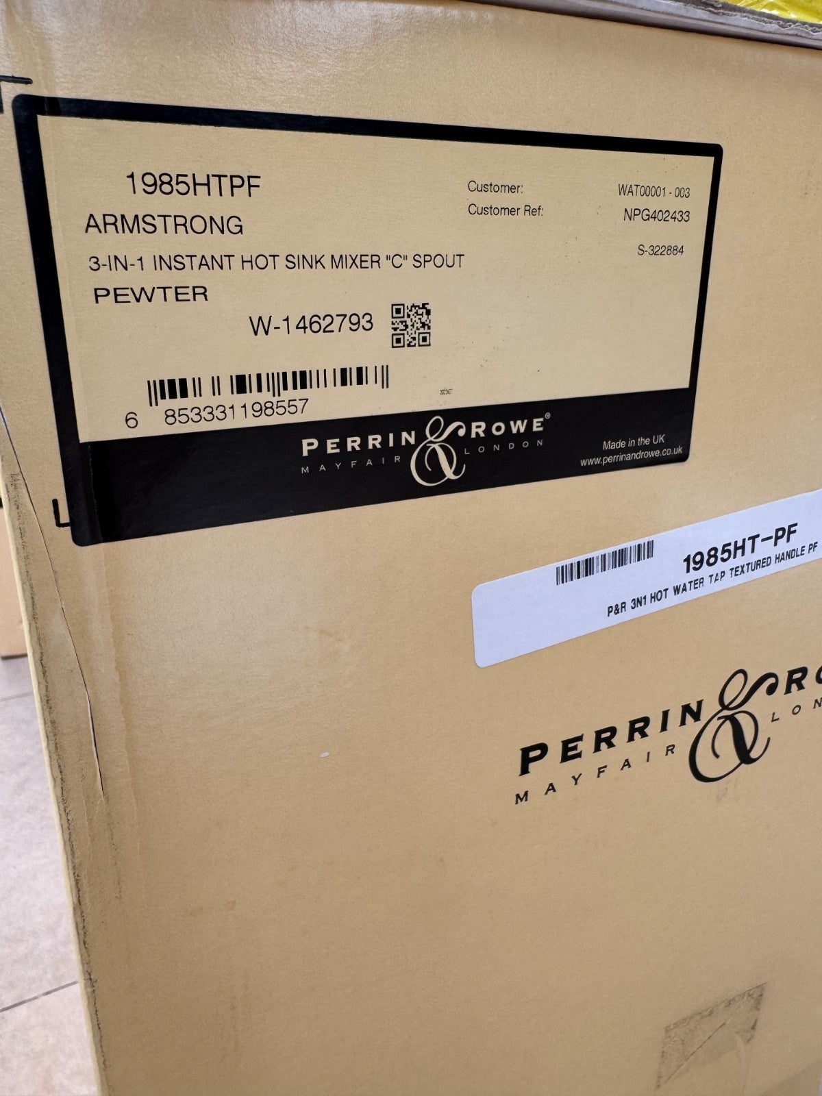 NEW Perrin & Rowe 1985HTPF Armstrong 3 in 1 Hot Water Tap Pewter AX4522