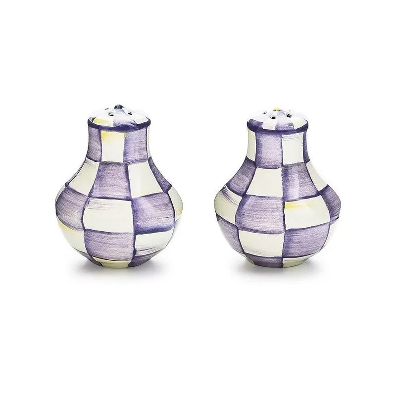 NEW Authentic Mackenzie Childs VIOLET CHECK Items tableware IN STOCK kettle