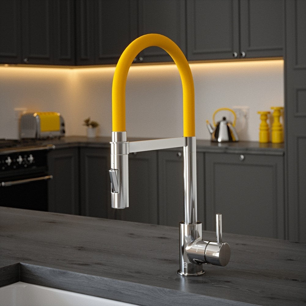 NEW CHROME Yellow Spray Hose Mixer tap Victoria plumbing tap factory AX4551