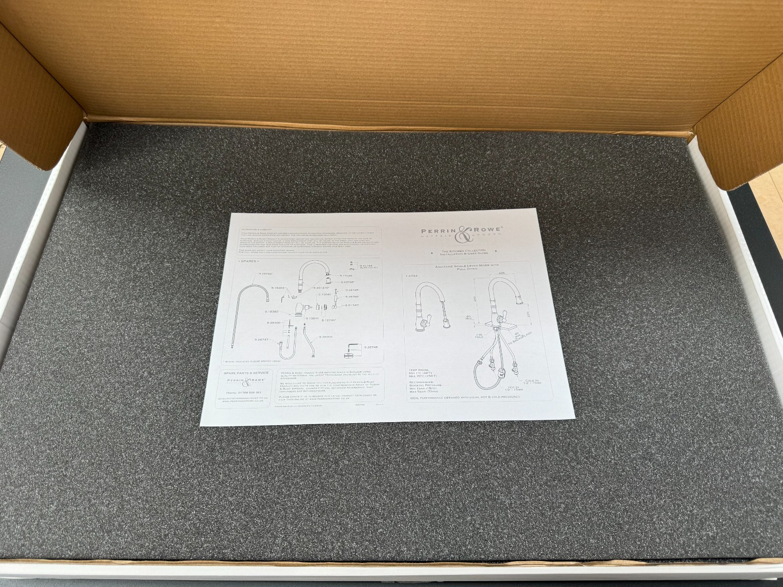 NEW Perrin & Rowe 4744PF Aquitane Provence Kitchen pull down tap PEWTER  AX4305