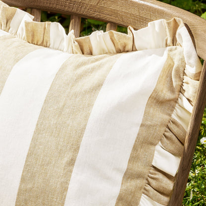 NEW Sophie Allport Witham Sand Stripe Frill Edge Cushion Striped IN STOCK