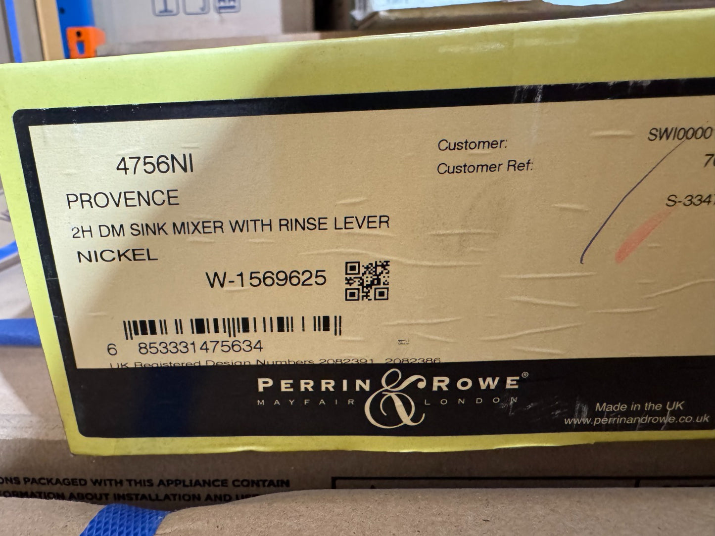 NEW Perrin & Rowe 4756-NI Provence 3 Hole Mix Lever Tap & Rinse NICKEL BR4189