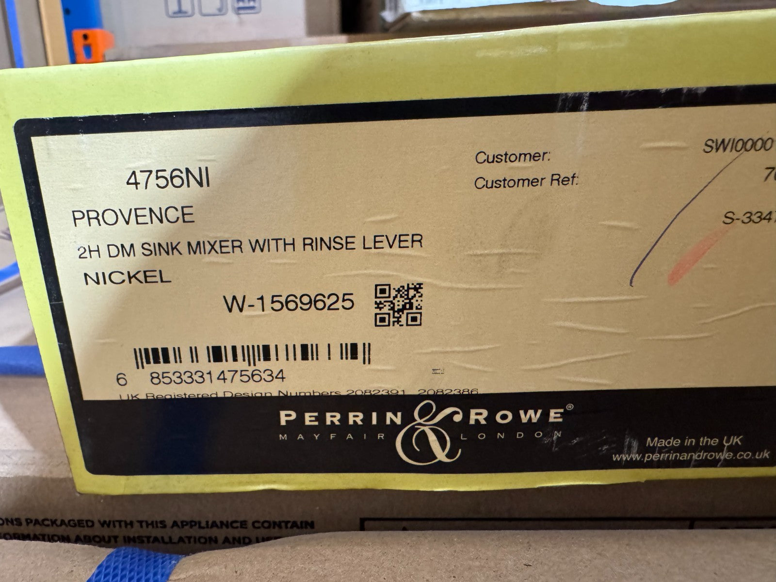 NEW Perrin & Rowe 4756-NI Provence 3 Hole Mix Lever Tap & Rinse NICKEL BR4189