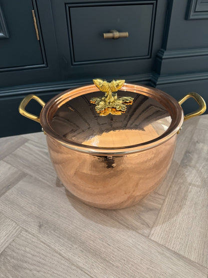 NEW Ruffoni Historia Decor 24cm Stock Pot Copper Pan Hammered 99208 Hestan