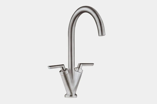 NEW Steel Twin Lever round Mixer Carysil Victoria plumbing tap factory AX4571