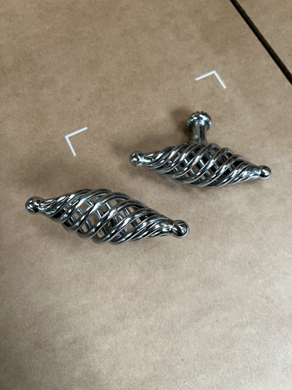 Smallbone Mark Wilkinson Chrome Twisted Cage kitchen Door Handle Knob Pull metal