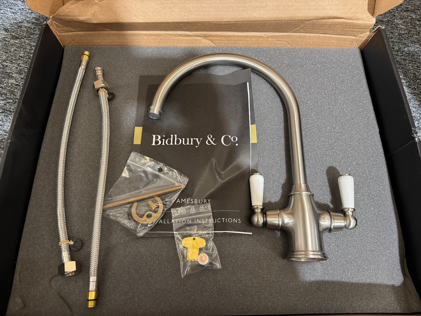 NEW Bidbury & Co Amesbury Twin Lever Kitchen mixer Tap PEWTER BR4404