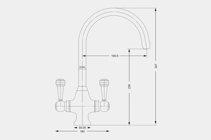 NEW CHROME  Twin Lever round Mixer Carysil Victoria plumbing tap factory AX4586